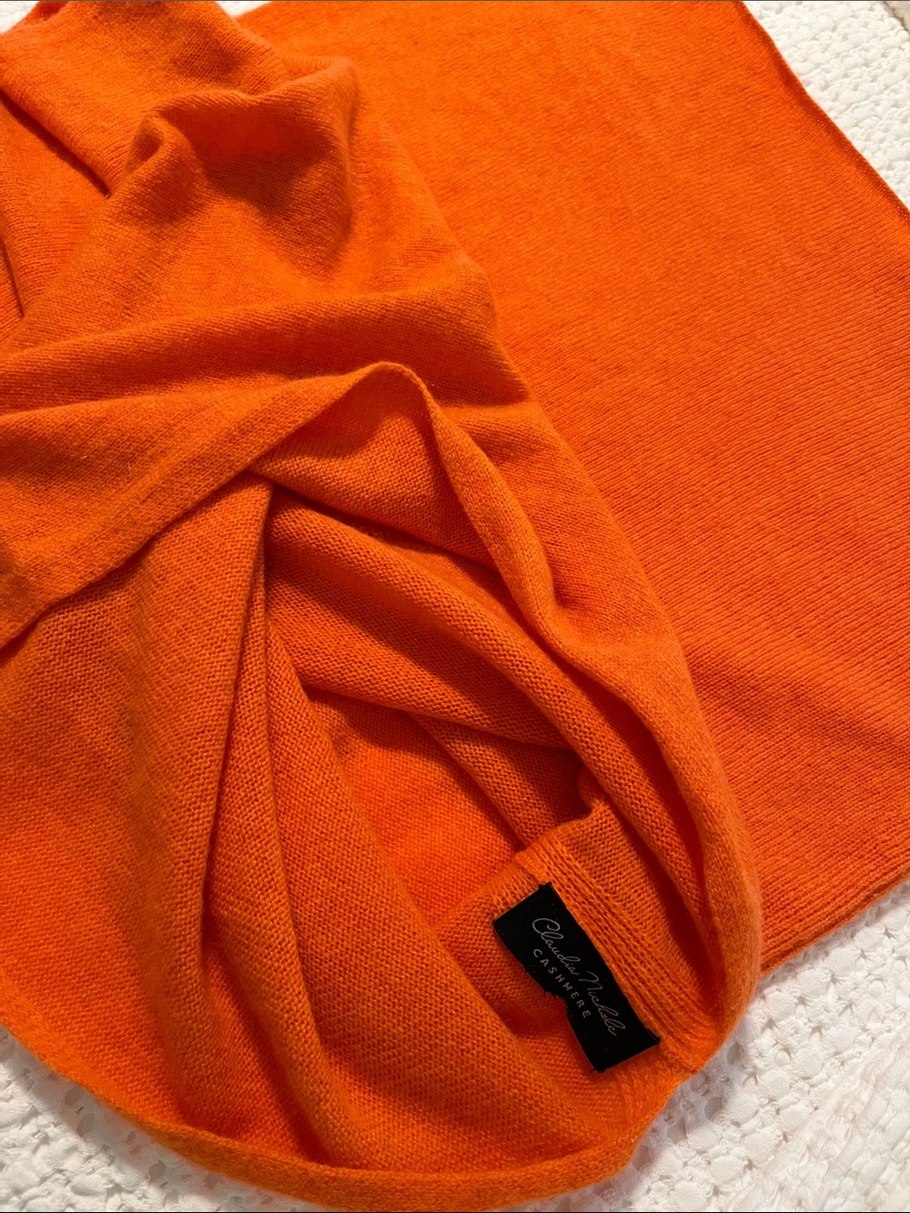 Bright Orange Cashmere poncho